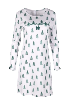 Louis & Louisa Nachthemd Big Shirt  Winterwunderland weiß allover Tannenbäume