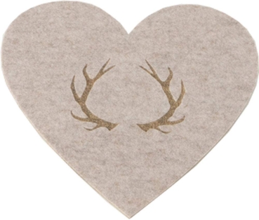 Home Collection Boltze Filzuntersetzer Herzform beige Antler Glasuntersetzer mit Geweih 6 Stück im Set