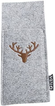 Gilde Handwerk Filz Bestecktaschen Hirsch hellgrau groß 28x11x1cm 4er Set