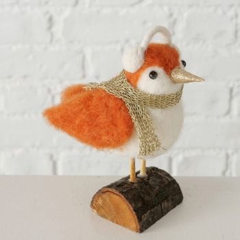 Boltze Figur Hermann Vögel Wolle 3 fach sortiert Orange, Braun Hellbraun Höhe 13,5 cm Deko