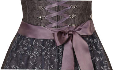 Preview: Marjo Mididirndl Bibertal anthrazit Spitzenschürze 65 cm Rocklänge