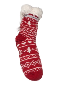 Taubert Kuschelsocken 2er Set Running Deer Herz Sterne rot und blau mit ABS Sohle Stoppersocken