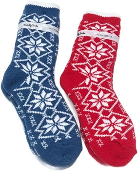 Taubert Kuschelsocken 2er Set Stockholm jeansblau und rot Doppelpack One Size Microfaser