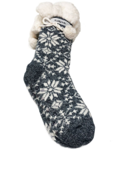 Taubert Kuschelsocken 2 er Set rot und blau Sterne mit Bommel und ABS Sohle Doppelpack Stoppersocken