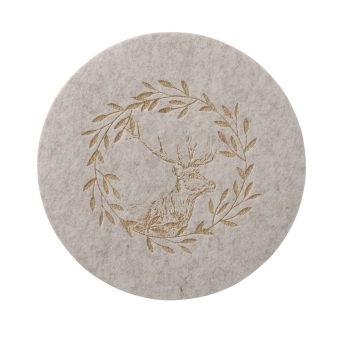 Boltze Platzset Egon Beige 4er Set Filz mit Hirschmotiv