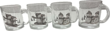 Boltze Home Collection Becher Frosty 4er Set mit Schneemannmotive Glühweinbecher Trinkbecher