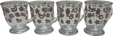 Boltze Home Collection Trinkbecher Ginger Glühweinbecher 490 ml 4 teiliges Set Lebkuchenmotiv