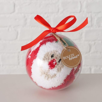 Boltze Home Collection Kuschelsocken 2er Set rot und grün Zuckerstange Weihnachtsmann in einer Kugel verpackt