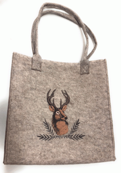 Boltze Filztasche Shopper Rudolf beige 42 cm  x 20 cm Trachtentasche mit Henkel Hirschmotiv Landhaustasche