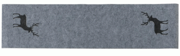 Boltze Tischläufer Tjark Filz grau mit Hirsch 120 x30 cm
