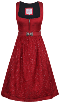 MarJo Dirndl Dietach chilli 65cm Rocklänge mit Spitzenschürze und Gürtel mit Metallschließe
