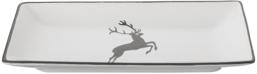 Gmundner Keramik Classic grauer Hirsch Servierplatte 11x22cm