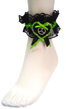 Preview: Loverli Fußschmuckband schwarz grün mit Brezel Handarbeit - Kopie