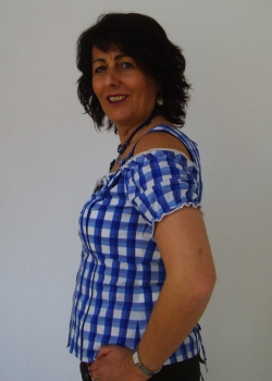 Carmenbluse Rammingen Blau Blau kariert