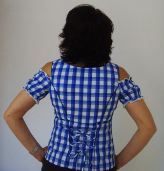 Carmenbluse Rammingen Blau Blau kariert