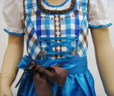 Zauberhaftes blau kariertes Kinderdirndl mit Schürze und Bluse