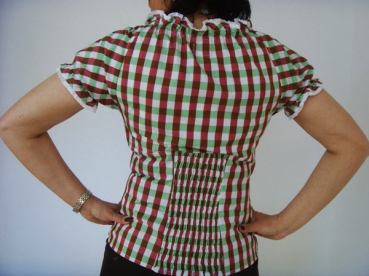 Preview: Modische karierte Trachtenbluse Ramla in rot/grasgrün Spieth & Wenksky