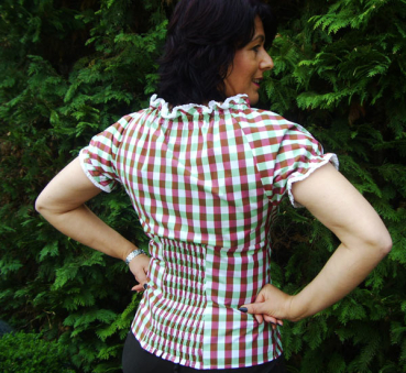 Preview: Modische karierte Trachtenbluse Ramla in rot/grasgrün Spieth & Wenksky