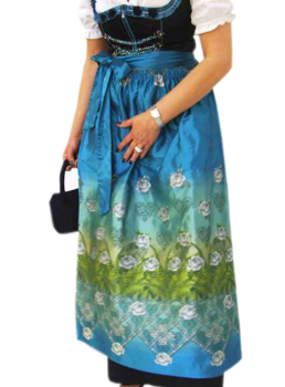 Spieth & Wensky Langes  Dirndl in Türkis 90 cm Rosaria