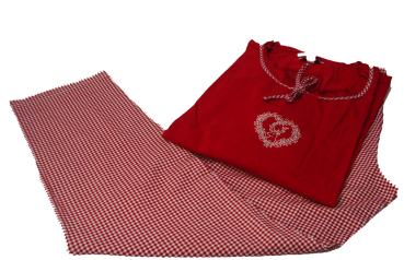 Taubert Romantischer Pyjama mit Vichy Karo Hose Weiss Rot