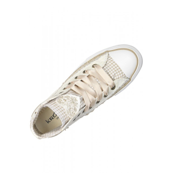 Preview: Krüger Madl Fescher Sneaker Cream Dream beige Trachtenschuh Leinensneaker