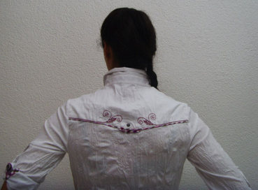 Preview: Trachtenbluse im Crashdesign Duderstadt Weiß Fuchsia - Kopie