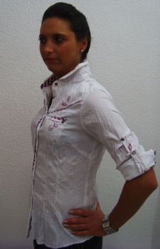 Preview: Trachtenbluse im Crashdesign Duderstadt Weiß Fuchsia - Kopie