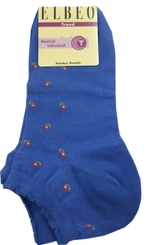Elbeo Damen Sneaker Socken mit Blümchen Blau