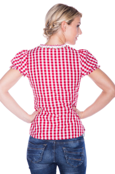 Preview: Trachtenbluse rot weiß kariert mit halbem Arm von Krüger Madl