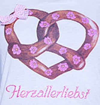 Herzallerliebstes süßes Mädchennachthemd weiß mit Brezel