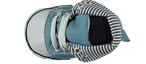 Baby Krabbelschuhe Lauflernschuhe Weiche Sohle Babyschuhe Jungen Blau mit Steifen Sneaker ABS Sohle