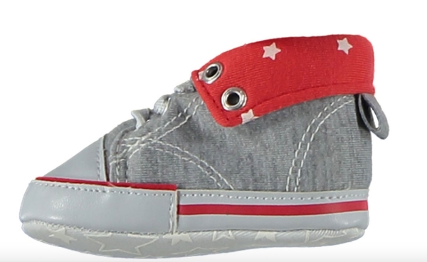 Baby Krabbelschuhe Lauflernschuhe Weiche Sohle Babyschuhe Jungen grau und rot mit Sternen im Futter  Sneaker ABS Sohle