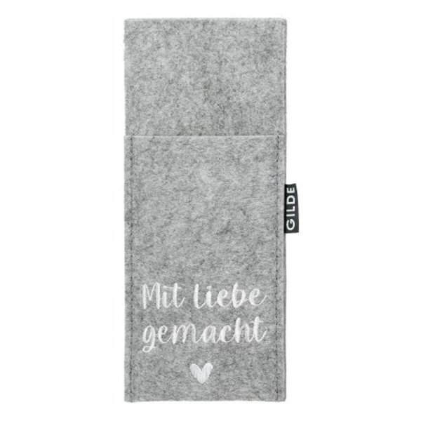 Gilde Handwerk Filz Bestecktaschen Mit Liebe gemacht hellgrau 4er Set