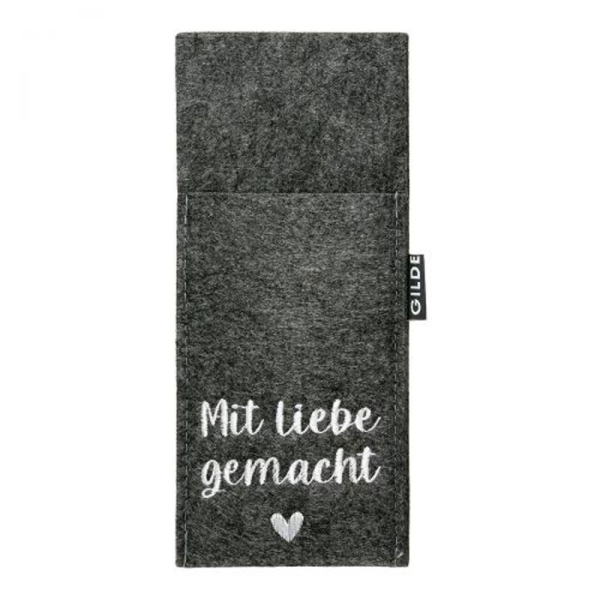 Gilde Handwerk Filz Bestecktaschen Mit Liebe gemacht dunkelgrau 4er Set