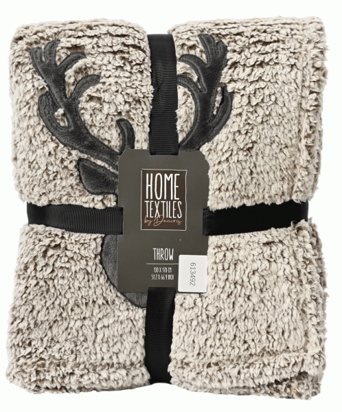 Mars & More Plaid Wald grau natur 150cm x 200 cm Wolldecke Kuscheldecke Sofadecke