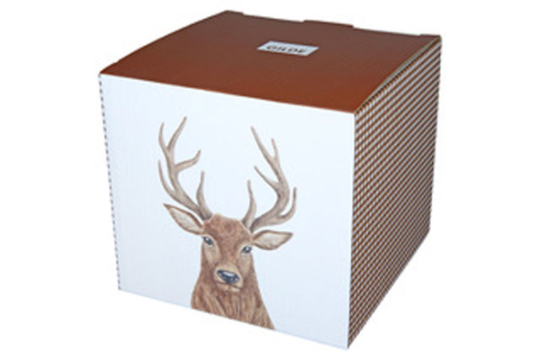 Gilde Tee-Set Tea for one Hirschbüste kariert Teekanne, Teetasse Untertasse