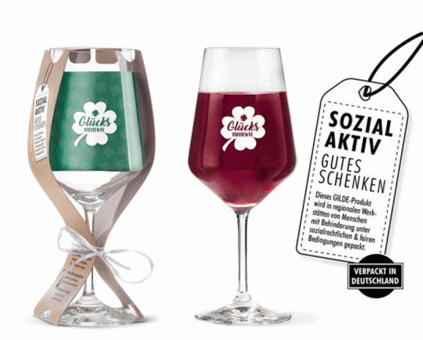 Gilde Rotweingläser Geschenkset Weingläser Rotwein Set 2 Stück mit Spruch  Glücksmomente Bordeauxgläser