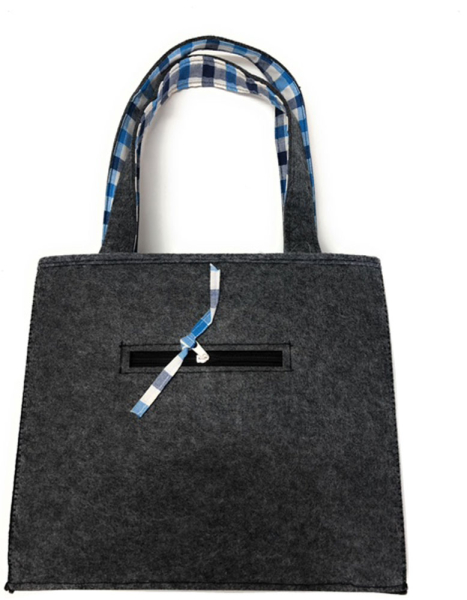 Witzgall Filztasche dunkelgrau Blaumix 38cm x 20cm  mit Stoffzug Einkaufstasche Filztasche