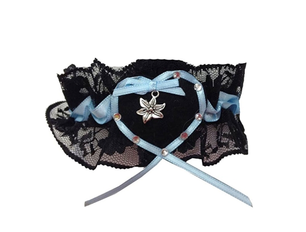 Loverli Fußschmuckband schwarz hellblau Enzian Handarbeit