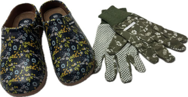 Blackfox Gartenclog Adelia blau mit passenden Handschuhen 2 teiliges Gartenset Gartenschuhe