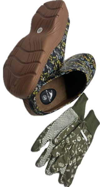 Blackfox Gartenclog Adelia blau mit passenden Handschuhen 2 teiliges Gartenset Gartenschuhe