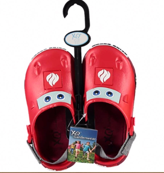 Kinder Clogs Pantoletten Feuerwehr Bequeme Sandale Jungen Gartenclogs rutschfest Strand Hausschuhe rot
