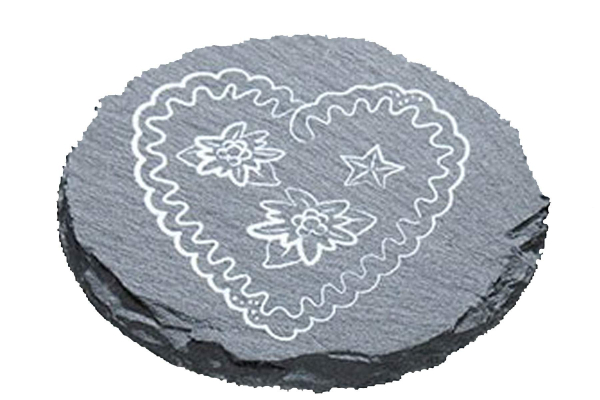 Gilde Handwerk Untersetzer Schiefer Ø 10 cm Motiv Herz 4er Set