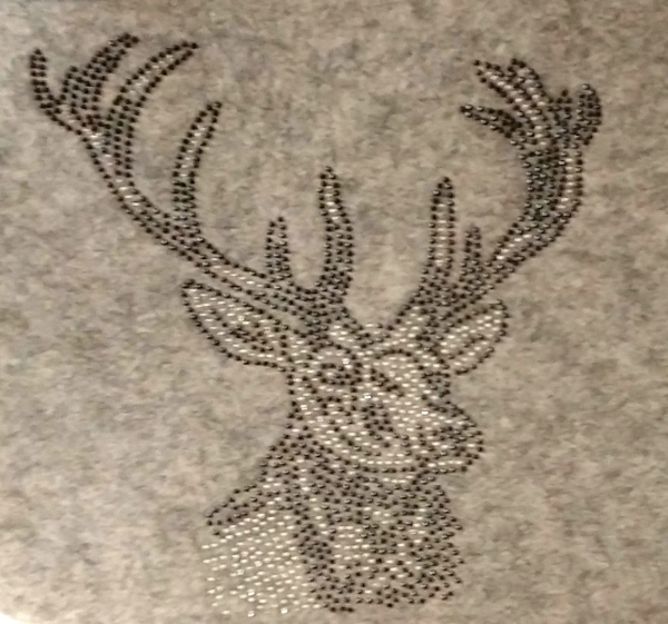 Filztasche Renate hellgrau Hirschkopf Glitzersteine 42x66x70cm