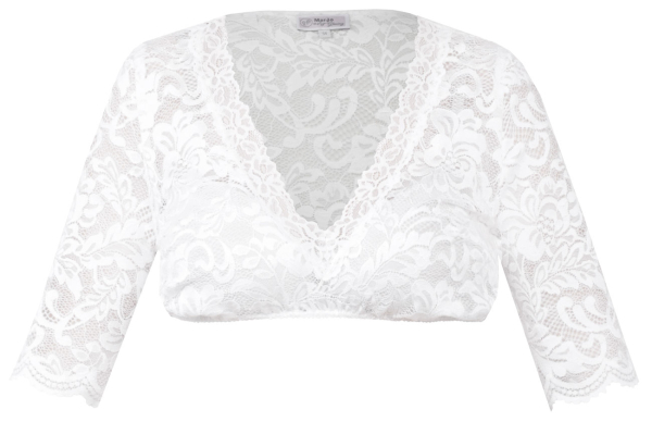 Marjo Dirndlbluse Harisa-Lisa Halbarm off white Spitze V-Ausschnitt