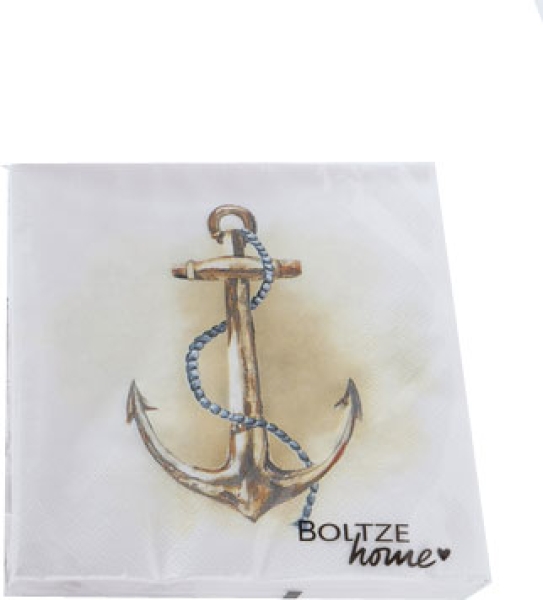 Boltze Schale Many 2-fach sortiert inklusive Servietten Ankermotiv 3 teiliges Set Müslischalen