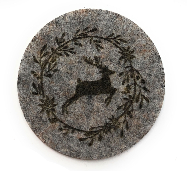 Filzuntersetzer Leopold beige Ø 10cm 6 teilig Hirsch