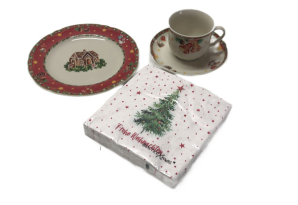 Seltmann Weiden Marie Luise Nostalgie Kaffeeservice 1 Gedeck mit Servietten Weihnachtsgeschirr Frühstücksgeschirr 4 teilig