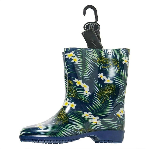 Angro Damen Regenstiefel Dschungel blau Kurzschaft 24 cm Wasserabweisend Regenstiefel