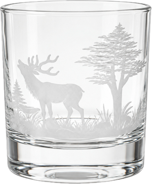 Kisslinger Whisky Becher Centro 330cl Hirsch Gravur Höhe 9cm Wasserglas
